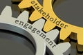 Stakeholder engagement concept on the gearwheels, 3D rendering Royalty Free Stock Photo