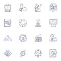 Stakeholder engagement line icons collection. Communication, Collaboration, Consultation, Participation, Involvement