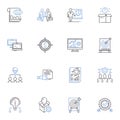 Stakeholder engagement line icons collection. Participation, Collaboration, Inclusion, Transparency, Communication