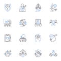 Stakeholder engagement line icons collection. Collaboration, Trust, Communication, Participation, Consensus, Engagement