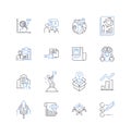 Stakeholder management line icons collection. Engagement, Collaboration, Communication, Consultation, Accountability