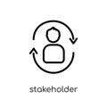 Stakeholder pensions icon. Trendy modern flat linear vector Stakeholder pensions icon on white background from thin line business