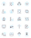 Stakeholder relations linear icons set. Engagement, Trust, Communication, Collaboration, Partnership, Advocacy