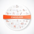 stakeholders concept with icon concept with round or circle shape for badge