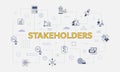 stakeholders concept with icon set with big word or text on center