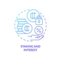 Staking and interest blue gradient concept icon