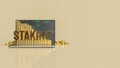 Staking text on notebook for currency or business concept 3d rendering