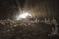 Stalacmites at the entrance to the Ialomitei Cave in the Bucegi Mountains