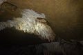 Stalactite formation on the cave ceiling