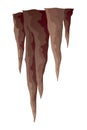 Stalactite. Icicle shaped hanging mineral formations in cave. Nature brown limestone, material stone icon. Natural