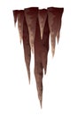 Stalactite. Icicle shaped hanging mineral formations in cave. Nature brown limestone, material stone icon. Natural