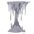 Stalactite limestone column. Stalagmite growth formations, natural cave rocks. Cartoon underground stalactite icicles flat vector Royalty Free Stock Photo