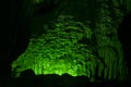 Stalactite and stalagmite formations in a limestone cave of Halong Bay Royalty Free Stock Photo