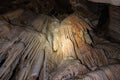 Stalactite and stalagmite inside coral cave at Khao Sok National Park Royalty Free Stock Photo