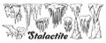 Stalactite And Stalagmite Monochrome Set Vector Royalty Free Stock Photo