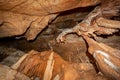 Stalactite and stalagmite and other formations inside a beautiful cave. Royalty Free Stock Photo