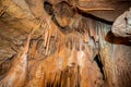 Stalactite and stalagmite and other formations inside a beautiful cave. Royalty Free Stock Photo