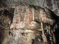 Stalactite and stalagmite of Postojna Cave.