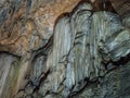 Stalactite wall in Valporquero`s cave in Leon Spain Royalty Free Stock Photo