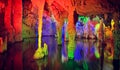 Stalactite and water in karst cave of Gui lin,china Royalty Free Stock Photo