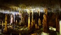 Stalactites and stalagmites in a cave