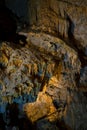 Colorful stalactite and stalagmite formations in Demanovska cave of Liberty, jaskyna slobody Slovakia, Geological formations, Royalty Free Stock Photo