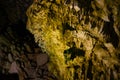 Stalactites and stalagmites in Dirou Cave, Greece