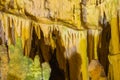 Stalactites and stalagmites in Dirou Cave, Greece