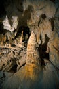 Stalactites and stalagmites formations in Demanovska cave of Liberty, Slovakia, geological rocks background Royalty Free Stock Photo