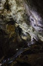 Stalactites and stalagmites in Valea Cetatii Cave, Rasnov, Romania Royalty Free Stock Photo