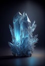 Stalagmite crystal illuminated with blue light on dark background