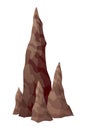 Stalagmite. Icicle shaped upward growing mineral formations in cave. Nature brown limestone, material stone icon