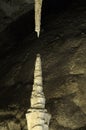 Stalagmite and stalactite in the Chinese Theater, Big Room, Carlsbad Caverns National Park, New Mexico, United States of America Royalty Free Stock Photo