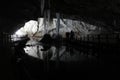 Stalagmites and stalactites inside the underground glacier in Scarisoara glacier cave. Royalty Free Stock Photo
