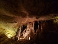 Stalagtites and stalagmites in underground cave