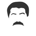 Stalin hairstyle template. Vector iilustration. Hair, eyebrows and mustache isolated on white