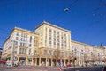 Stalinist architecture on the central street of Magdeburg