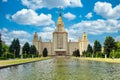 Stalinist skyscraper in Moscow State University. Architecture in the style of the Stalinist Empire