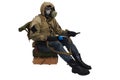 Stalker in gas mask with ak-47 gun Royalty Free Stock Photo