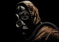 Stalker warrior in protective soviet gas mask