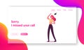 Stalking or Bullying with Phone Landing Page Template. Woman Throw Out Phone Ignoring Call from Anonymous or Boyfriend