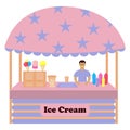 Stall counter with ice cream.