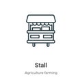 Stall outline vector icon. Thin line black stall icon, flat vector simple element illustration from editable agriculture concept Royalty Free Stock Photo