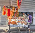 Stall for sacrificial offerings at the Chawri Bazar in Delhi