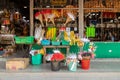Stall selling decorative items for religious offerings, Yangon