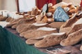 Stall selling medieval shoes