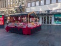 A stall with various sugar sweets in Knez Mihailova Street in Belgrade, Serbia. Royalty Free Stock Photo