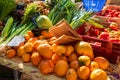 Stall of vegetables on a market, France,