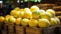 stall yellow seedless watermelon Royalty Free Stock Photo