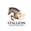 Stallion horse racing logo template Royalty Free Stock Photo